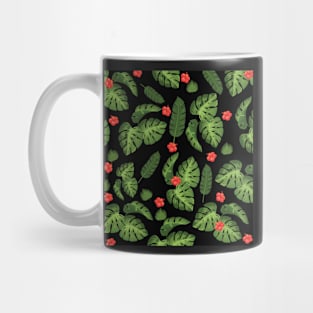 Tropical leaves Black Mug